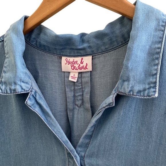 Hester & Orchard Chambray Sleeveless Button Front Top Women’s Large - Picture 2 of 10